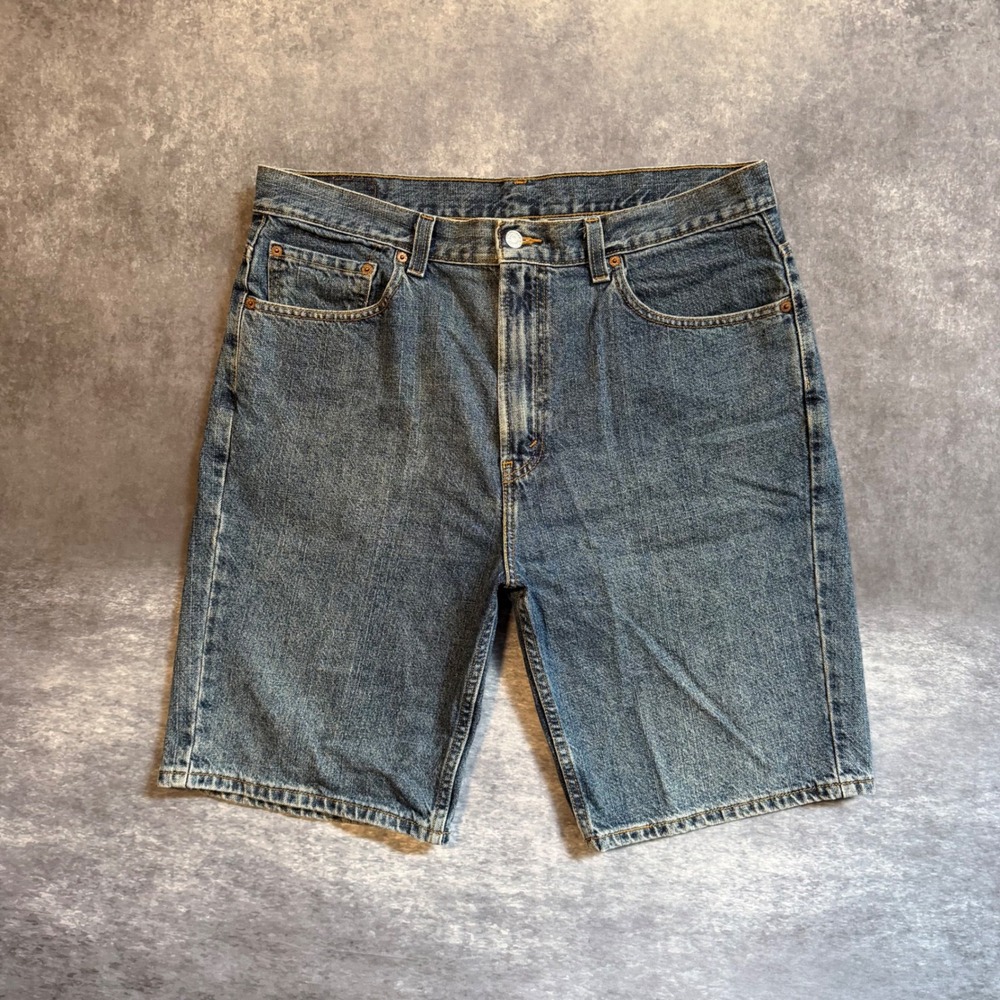Vintage Levis 505 Mens Straight Fit Denim Shorts Blue Size 36 Cotton Jean Shorts